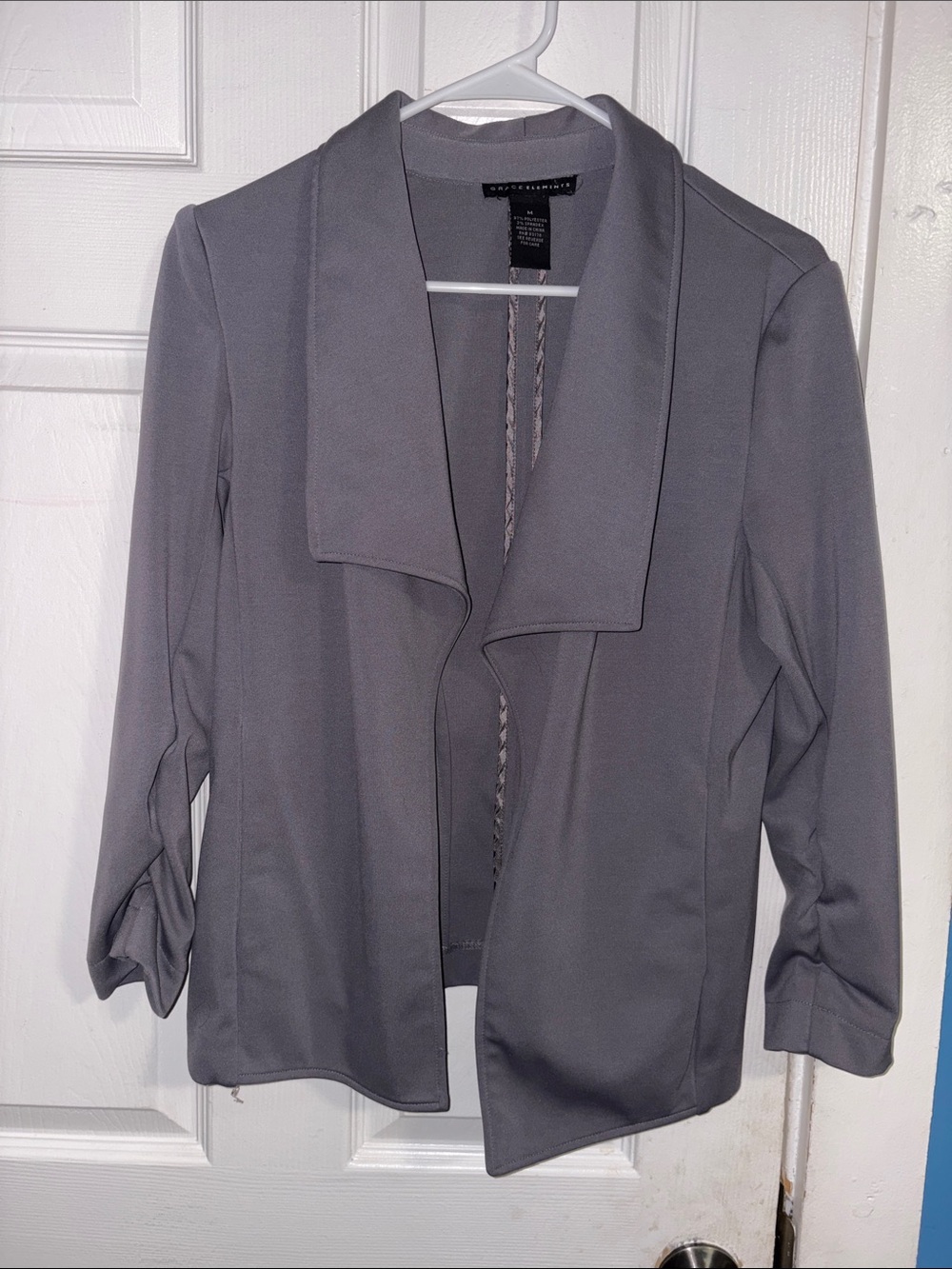 Grace Elements Gray Open-Front Draped Blazer